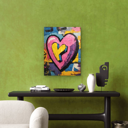 Graffiti-Style Hearts, Love-Themed Decor Metal Print Ready to Hang