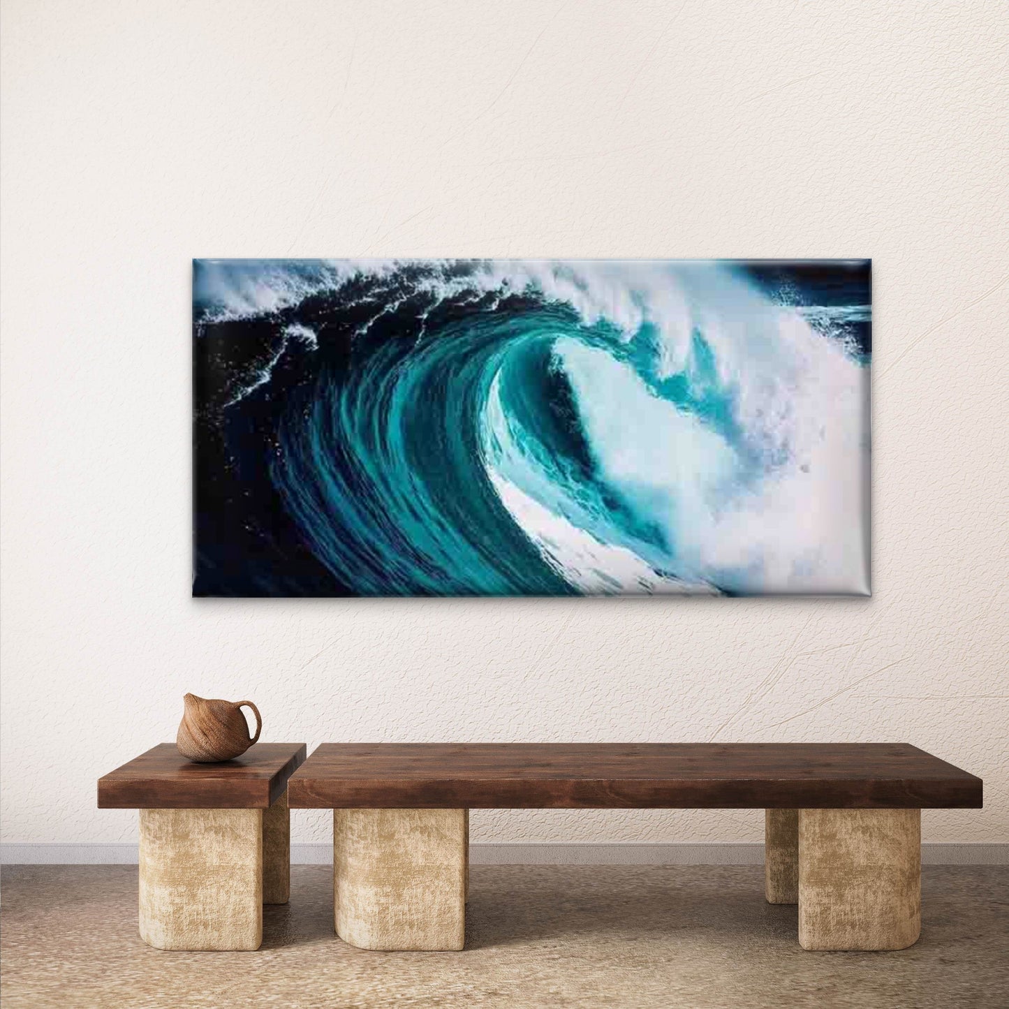 Ocean Wave Art Wall Art Canvas Office Home Room Framed 120x60cm