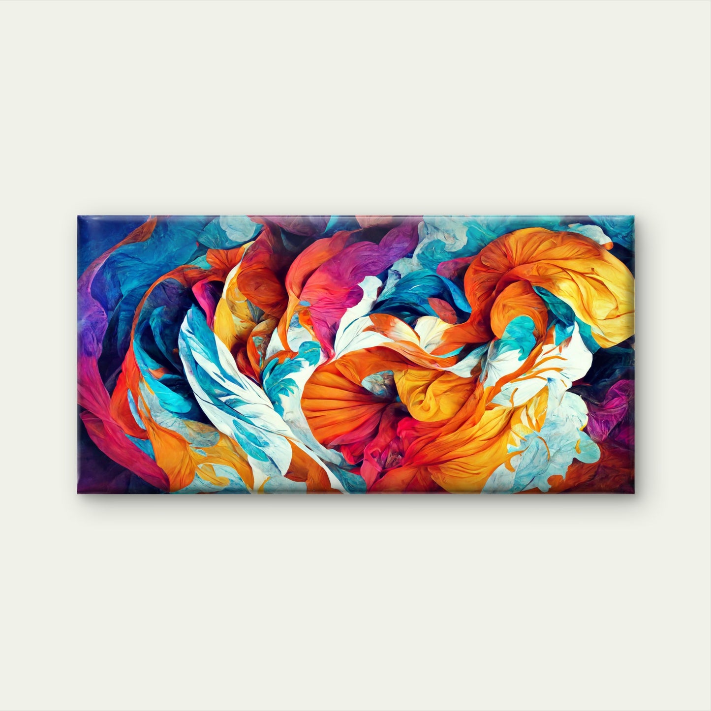 Vibrant Flowing Abstract Fabric Wall Art Canvas Office Home Room Framed 120x60cm