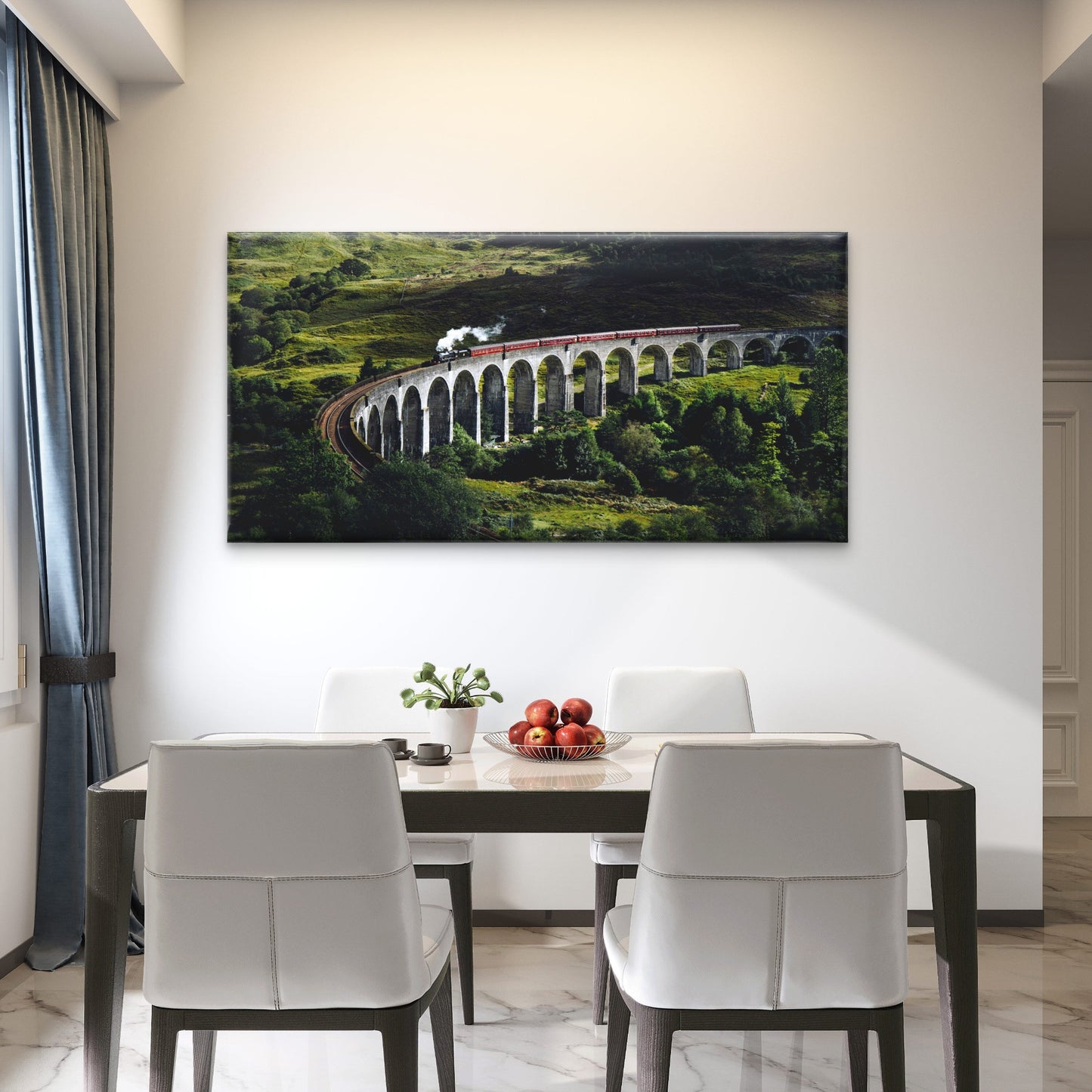 Glenfinnan Viaduct Steam Train Wall Art Canvas Office Home Room Framed 120x60cm