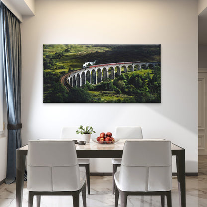 Glenfinnan Viaduct Steam Train Wall Art Canvas Office Home Room Framed 120x60cm