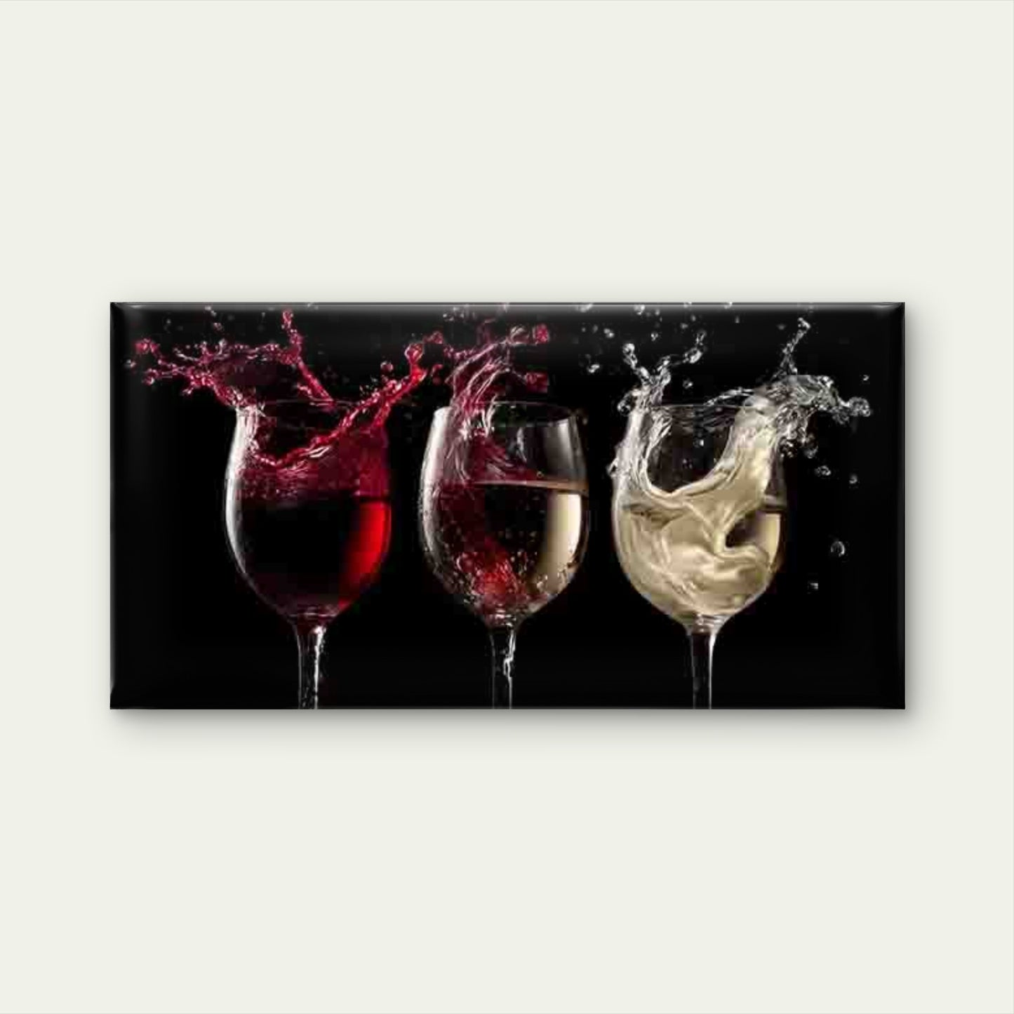 Red White And Rosé Wine Glass Wall Art Canvas Office Home Room Framed 120x60cm - Bella Home Decor