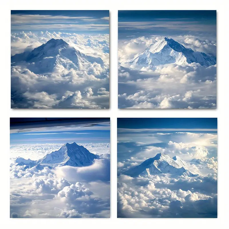 4pcs Abstract Himalayan Mountain Poster Wall Art Canvas Framed