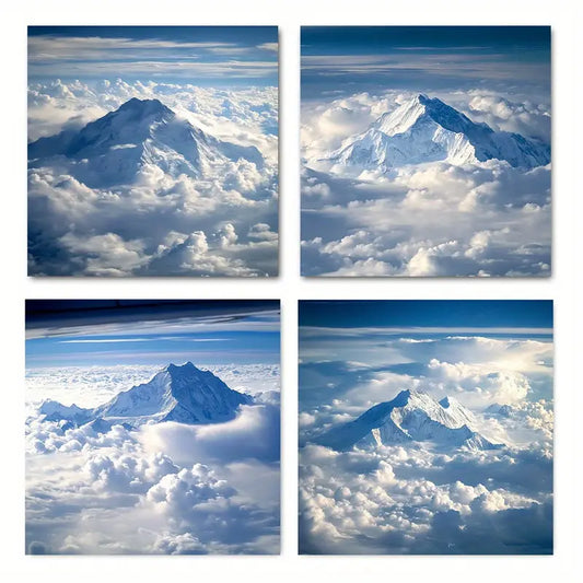 4pcs Abstract Himalayan Mountain Poster Wall Art Canvas Framed