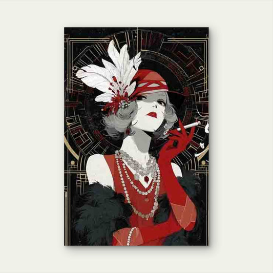 Vintage 1920s Roaring Twenties Flapper 40x60cm Metal Print Ready to Hang