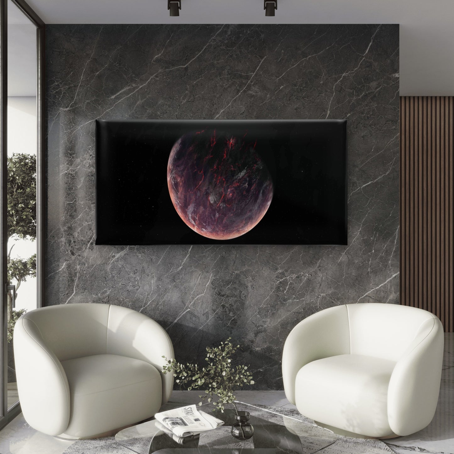 Volcanic Lava Planet Space Wall Art Canvas Office Home Room Framed 120x60cm