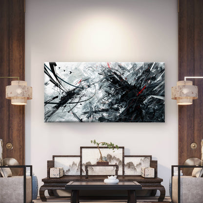 Sharp Ink Strokes Pierce Wall Art Canvas Office Home Room Framed 120x60cm - Bella Home Decor