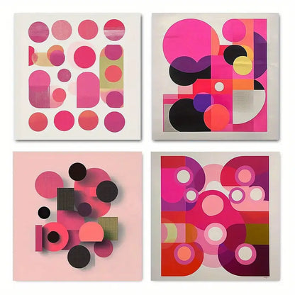 4pcs Pink Vintage Style Canvas Wall Art Canvas Framed