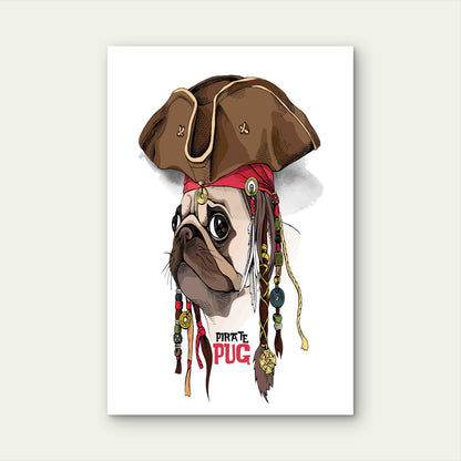 Captain Pug of The Seven Seas 60x90cm Metal Print Ready to Hang - Bella Home Decor