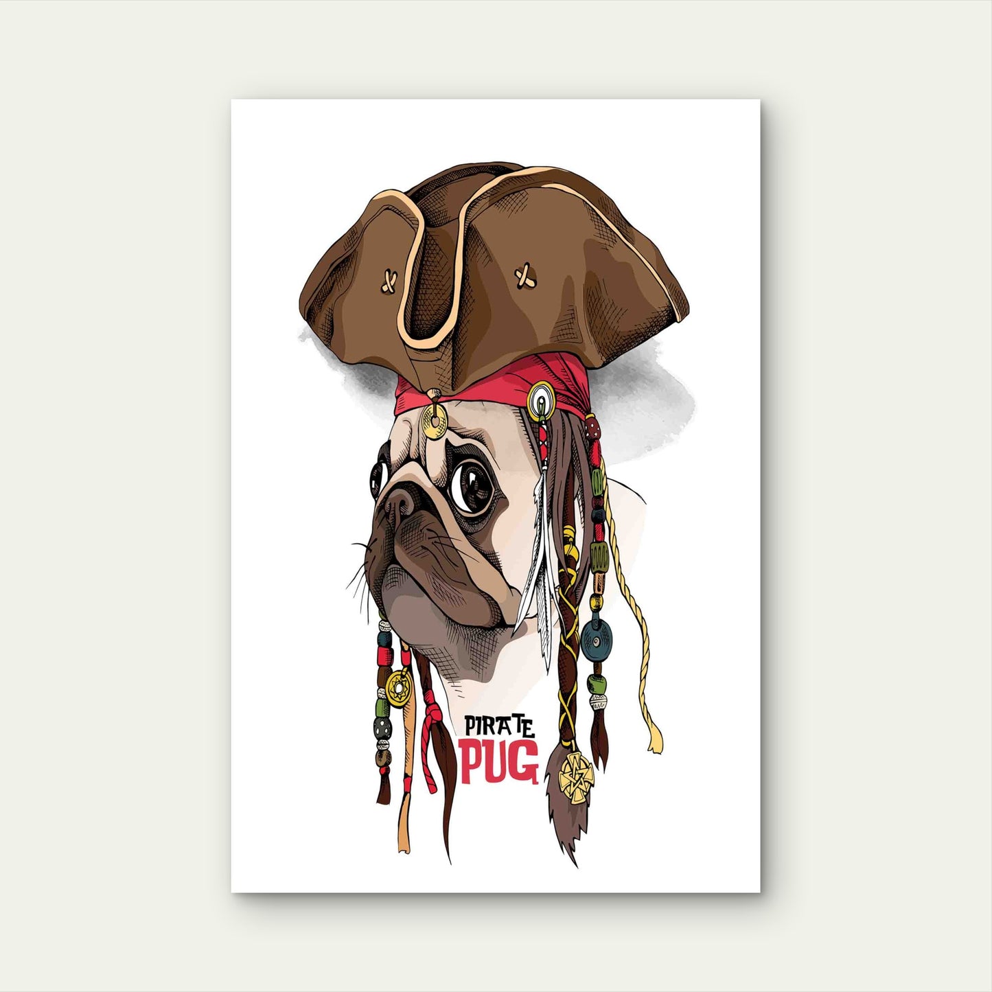 Captain Pug of The Seven Seas 40x60cm Metal Print Ready to Hang