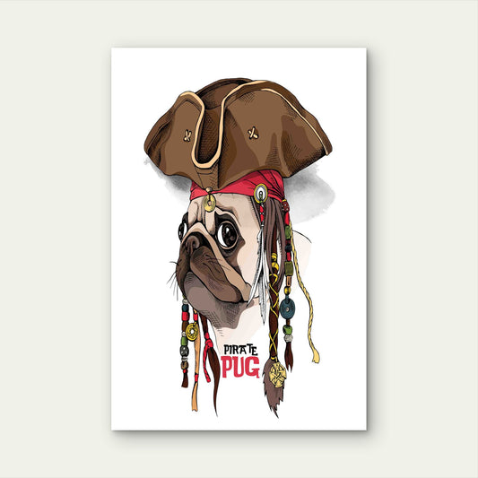Captain Pug of The Seven Seas 40x60cm Metal Print Ready to Hang