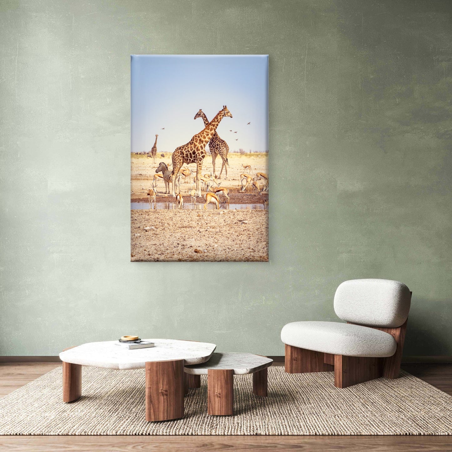 African Giraffes Zebras Springboks National Park Namibia Wall Art Decor 100% Australian Made