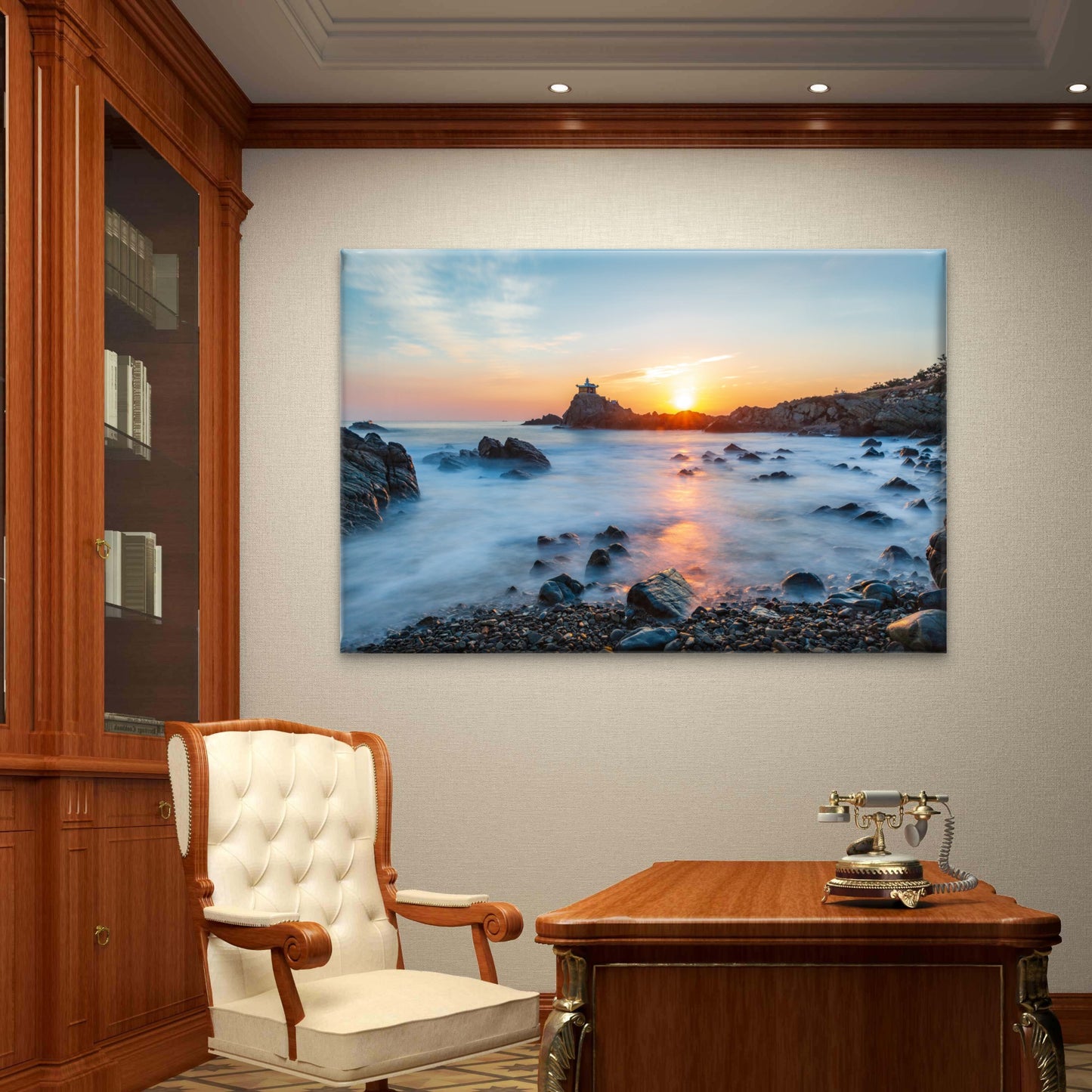 Beautiful sunrise over Orangdae Park coast, South Korea  Wall Art Decor 100% Australian Made