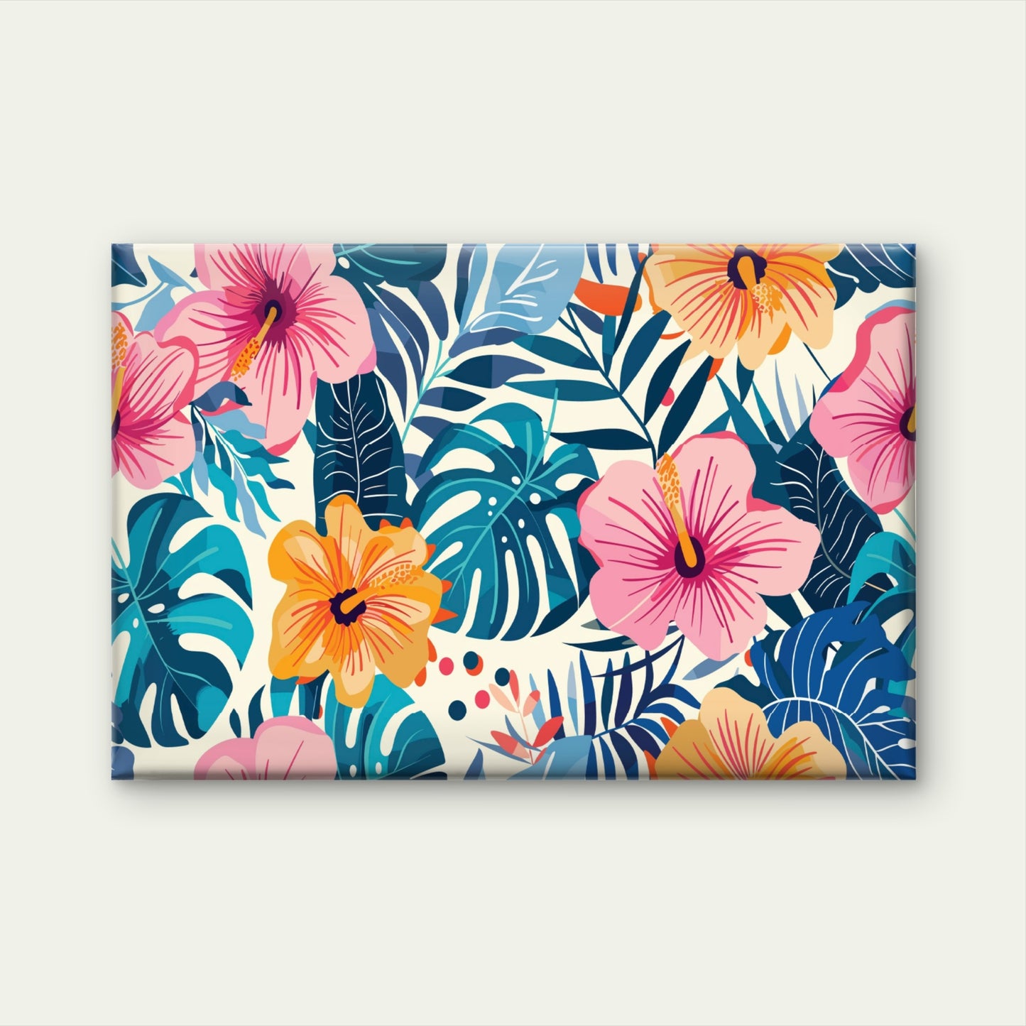 Hibiscus Monstera Tropical Leaf Pattern Wall Art Decor 100% Australian Made
