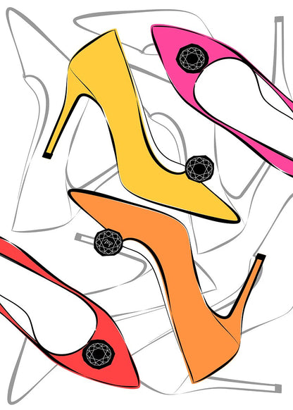 Colourful High Heel Stilettos Fashion Home Decor Premium Quality Poster Print Choose Your Sizes - Bella Home Decor