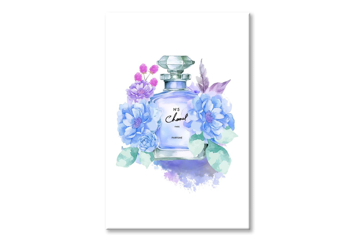 Blue Purple Perfume Wall Art Limited Edition High Quality Print Stretched Canvas None