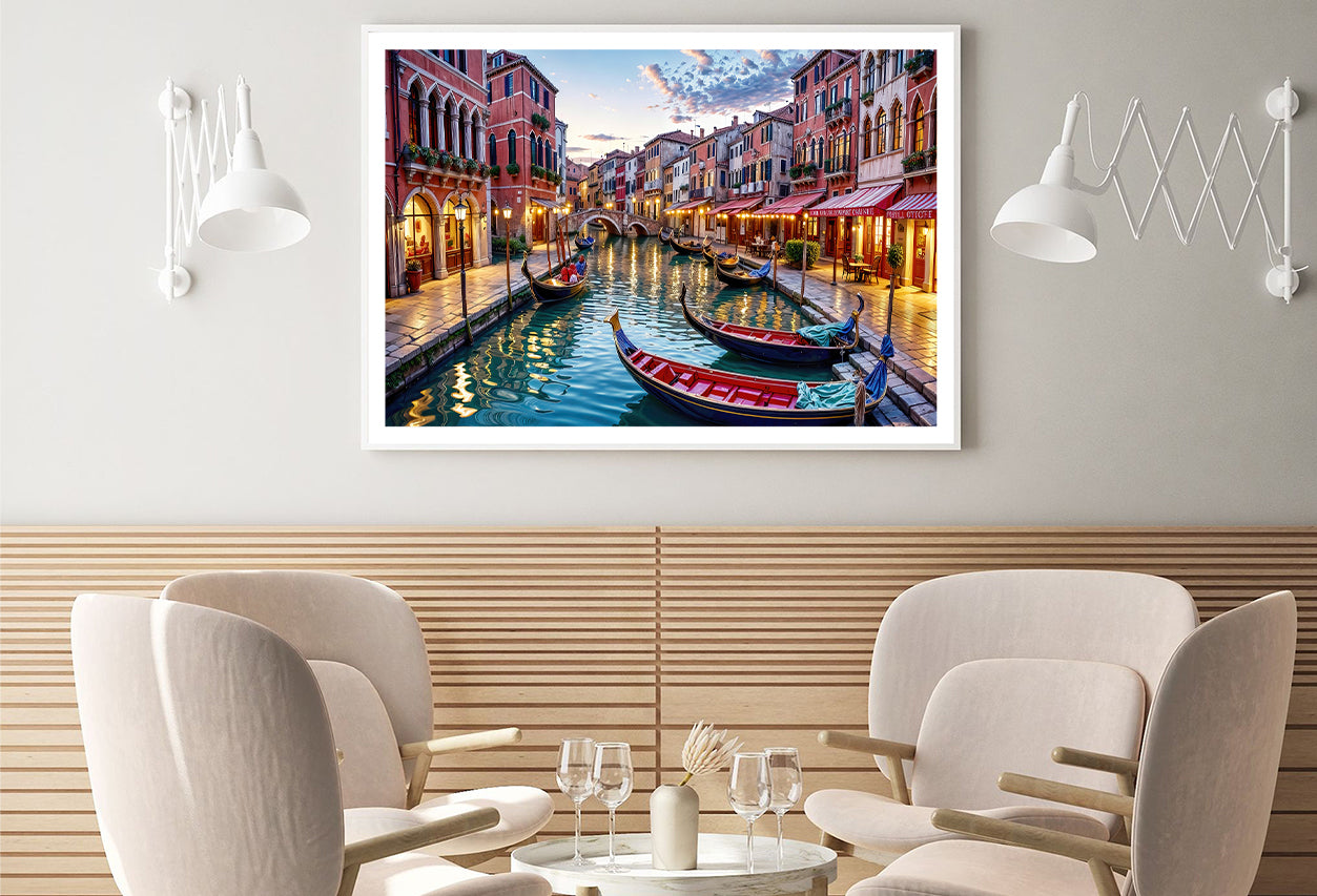 Venice Canals with Buildings Oil Painting Home Decor Premium Quality Poster Print Choose Your Sizes