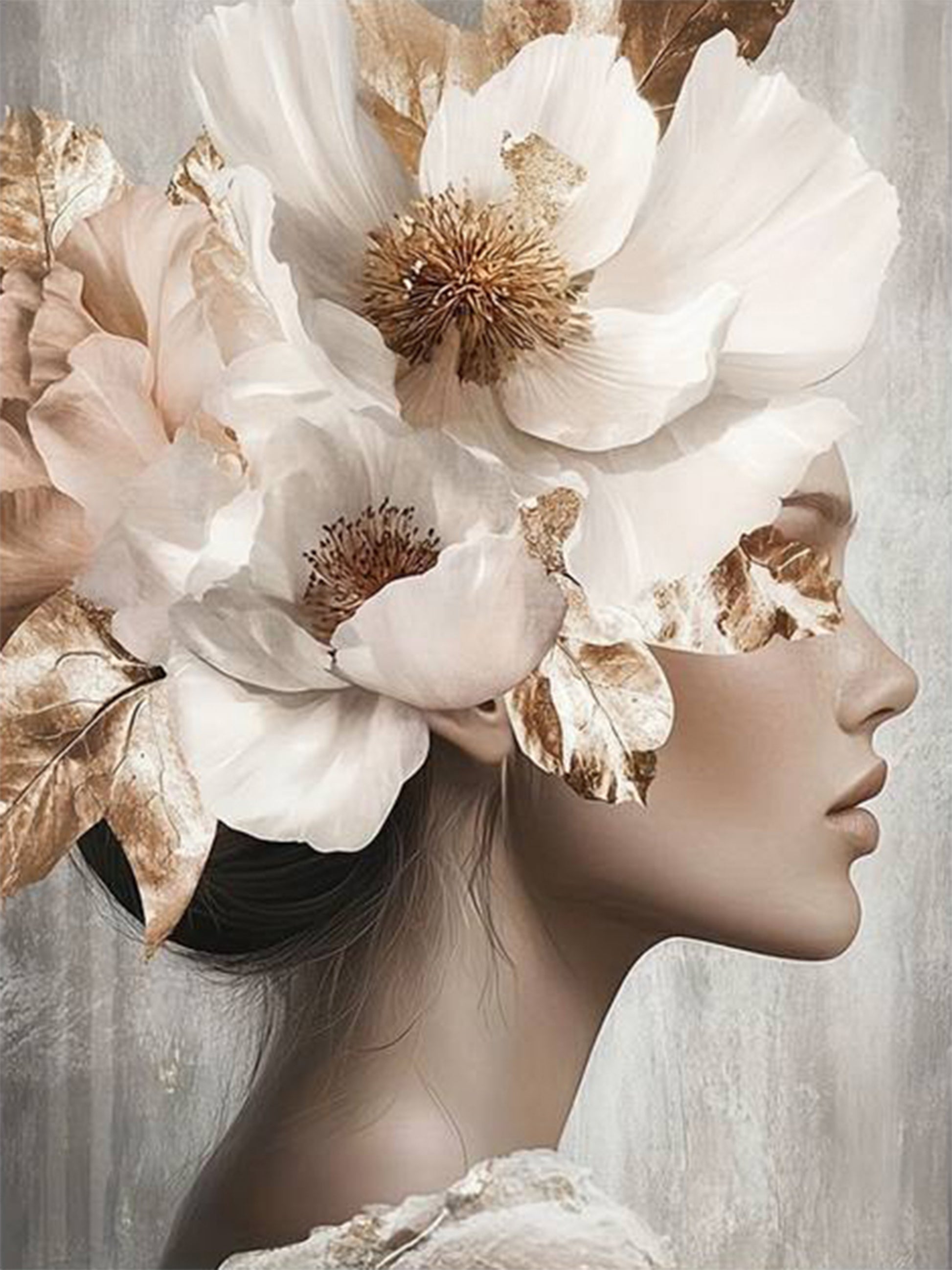 Golden Floral Abstract Flower Woman Fashion Home Decor Premium Quality Poster Print Choose Your Sizes - Bella Home Decor