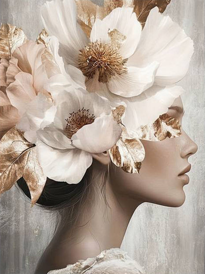 Golden Floral Abstract Flower Woman Fashion Home Decor Premium Quality Poster Print Choose Your Sizes - Bella Home Decor