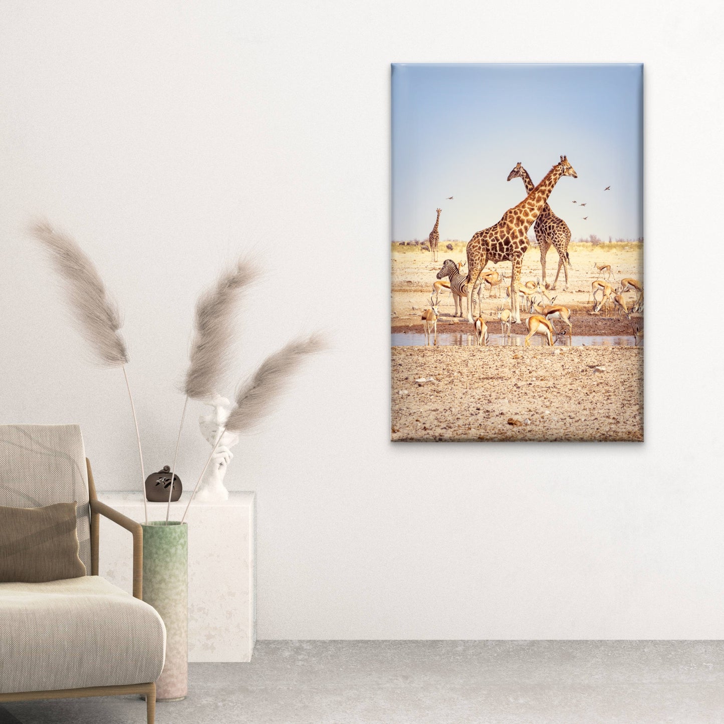 African Giraffes Zebras Springboks National Park Namibia Wall Art Decor 100% Australian Made