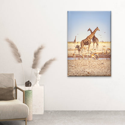 African Giraffes Zebras Springboks National Park Namibia Wall Art Decor 100% Australian Made