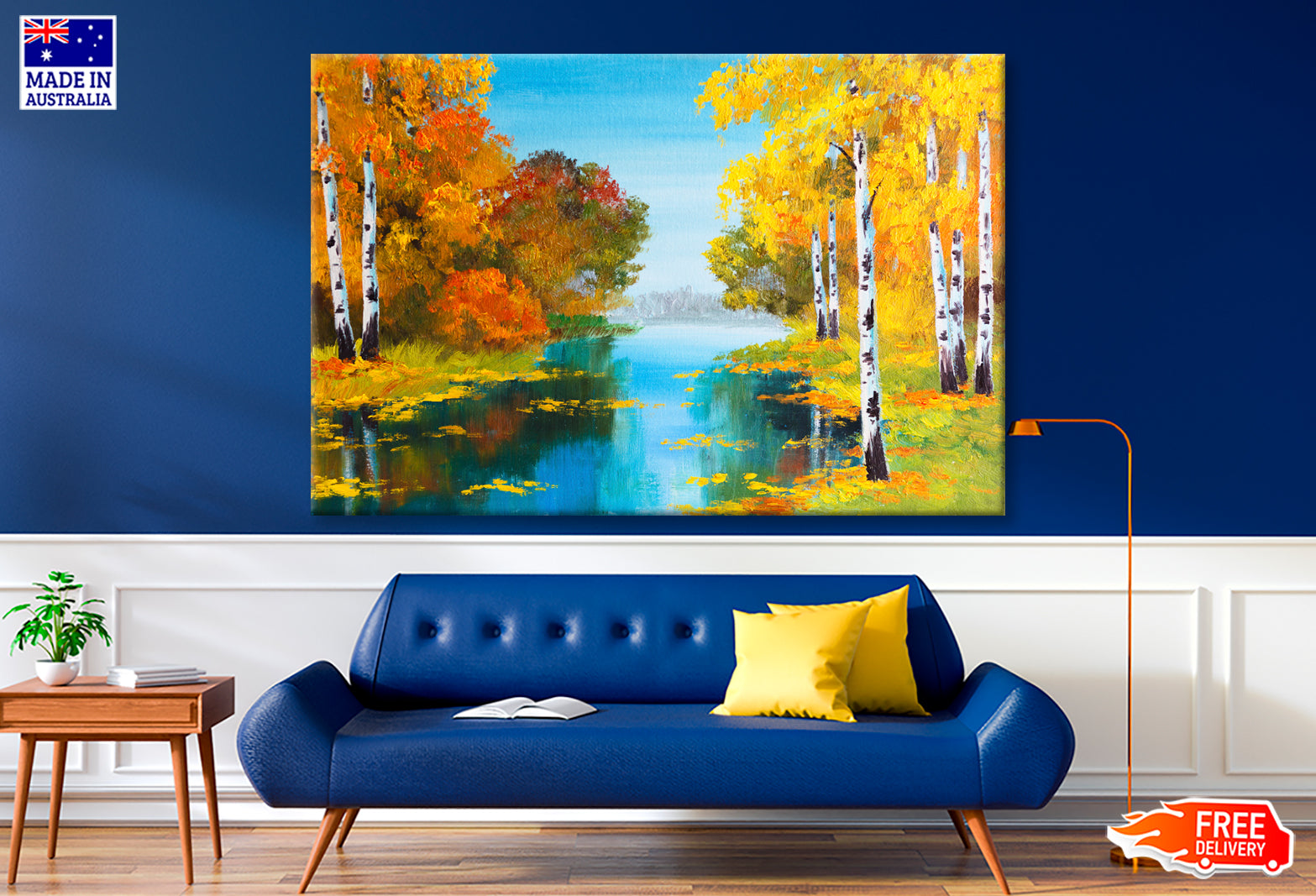 Birch Forest Near The River Oil Painting Wall Art Limited Edition High Quality Print