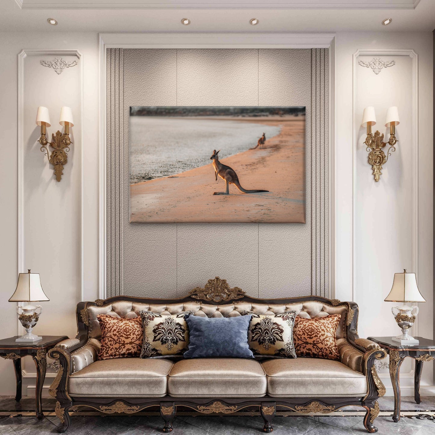 Kangaroo Wallaby Beach Queensland Wall Art Decor 100% Australian Made