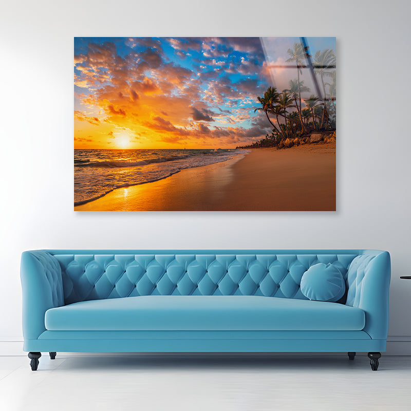 View of Paradise Tropical Island Beach Acrylic Glass Print Tempered Glass Wall Art 100% Made in Australia Ready to Hang