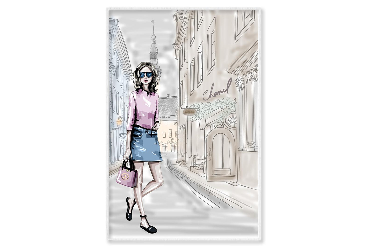 Elegant Fashion Store Art Wall Art Limited Edition High Quality Print Canvas Box Framed White