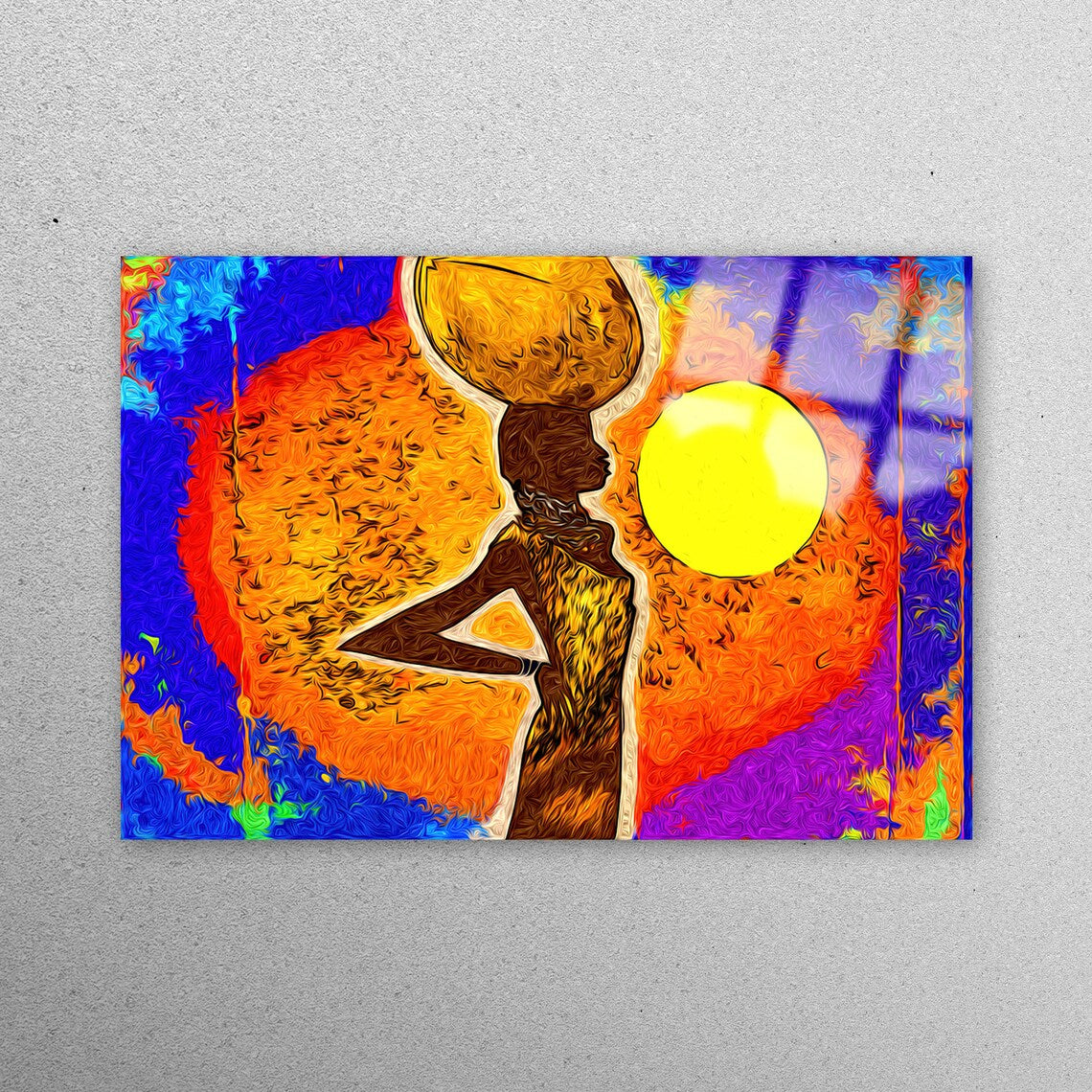 African Woman With Sun Acrylic Glass Print Tempered Glass Wall Art 100% Made in Australia Ready to Hang