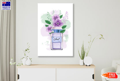 Purple Perfume with Green Leaves Wall Art Limited Edition High Quality Print