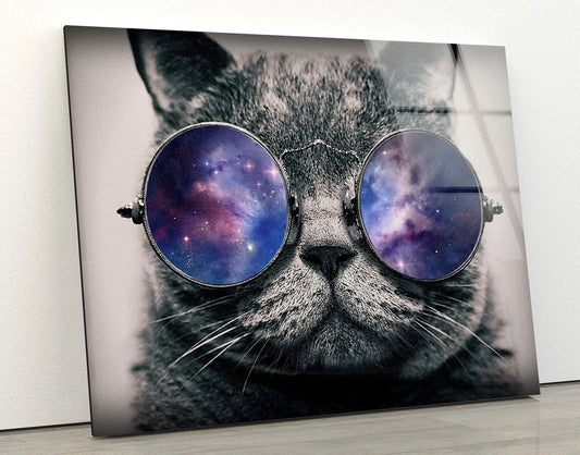 Cat with Sunglasses B&W UV Direct Aluminum Print Australian Made Quality