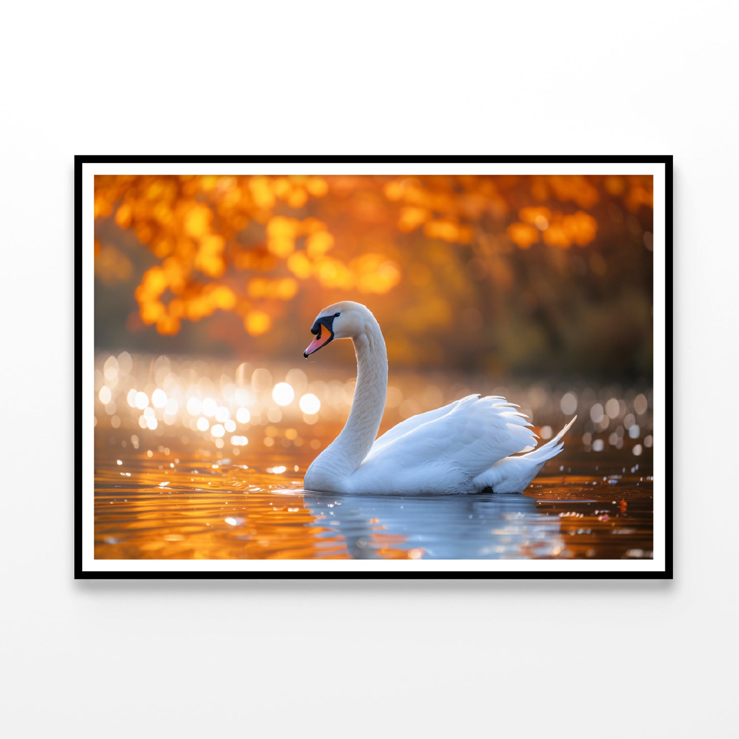 Swans on Autumn Pond View Home Decor Premium Quality Poster Print Choose Your Sizes - Bella Home Decor