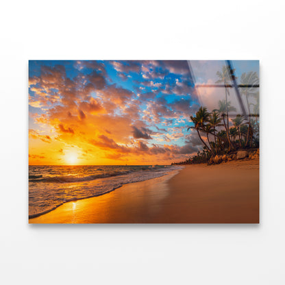 View of Paradise Tropical Island Beach Acrylic Glass Print Tempered Glass Wall Art 100% Made in Australia Ready to Hang