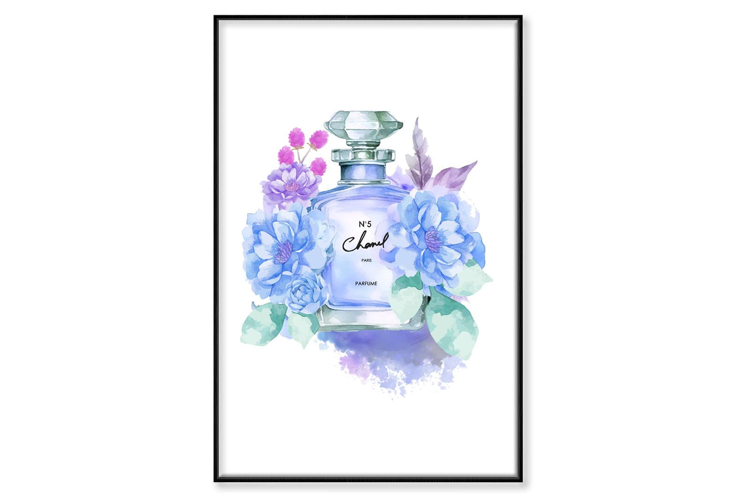 Blue Purple Perfume Wall Art Limited Edition High Quality Print Canvas Box Framed Black