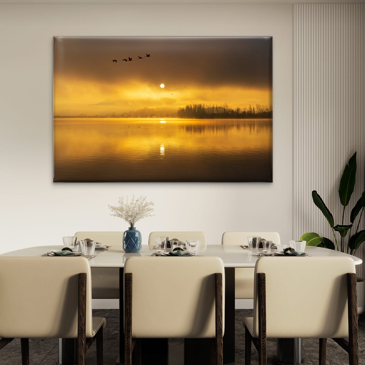 Golden Morning Sunrise At The Junam Reservoir South Korea Wall Art Decor 100% Australian Made