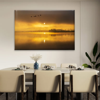 Golden Morning Sunrise At The Junam Reservoir South Korea Wall Art Decor 100% Australian Made