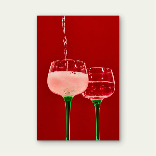 Pink Sparkling Wine Pour 60x90cm Metal Print Ready to Hang
