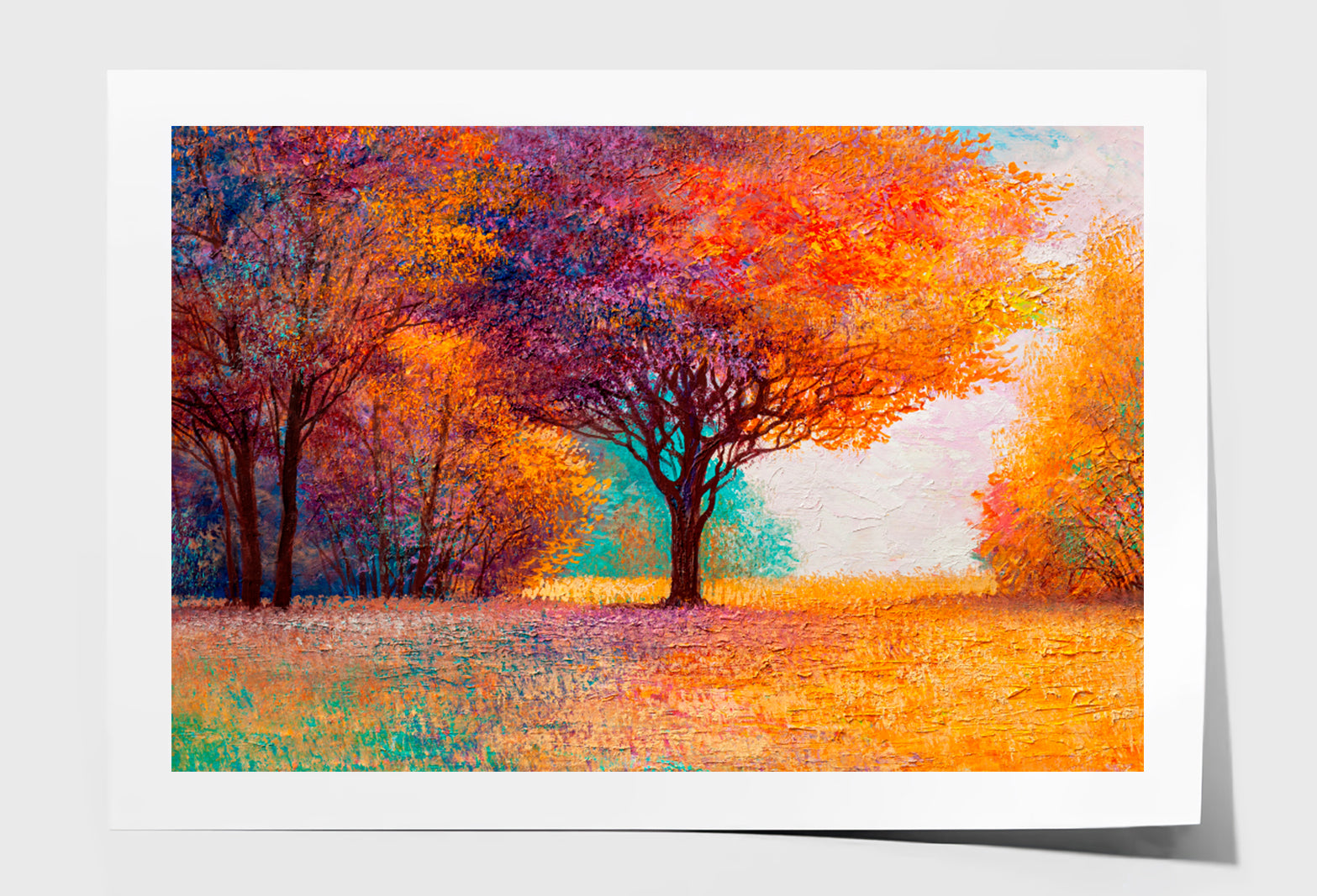 Autumn Forest, Orange Leaves Oil Painting Wall Art Limited Edition High Quality Print Unframed Roll Canvas None