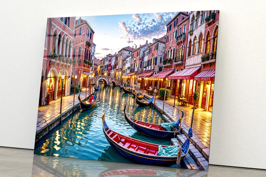 Venice Canals with Buildings Oil Painting Acrylic Glass Print Tempered Glass Wall Art 100% Made in Australia Ready to Hang