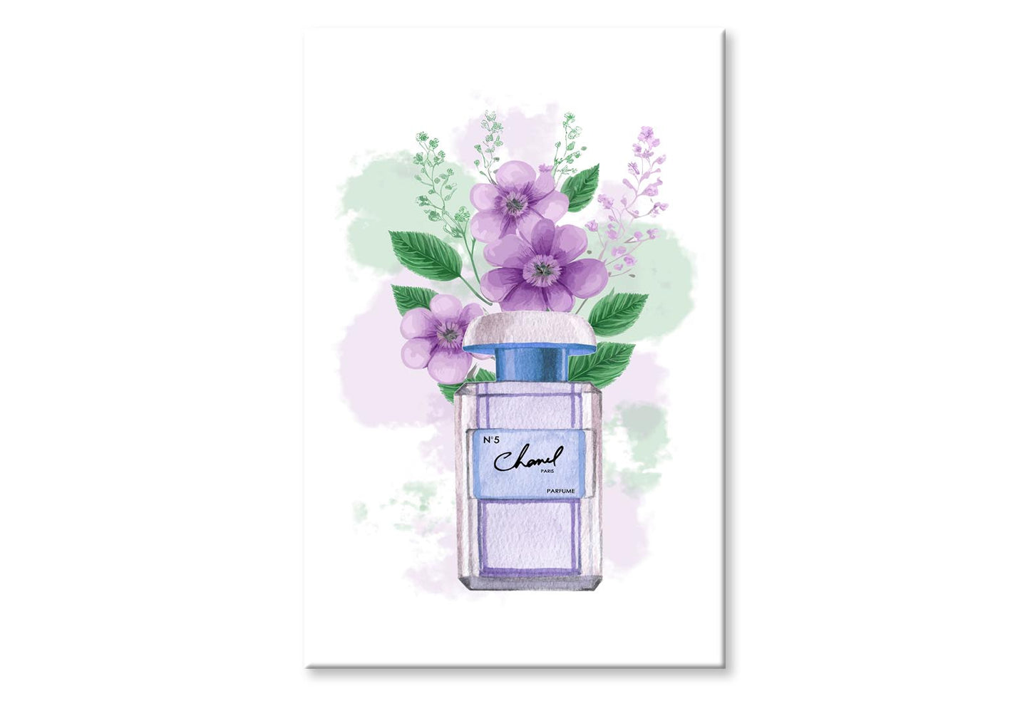 Purple Perfume with Green Leaves Wall Art Limited Edition High Quality Print Stretched Canvas None