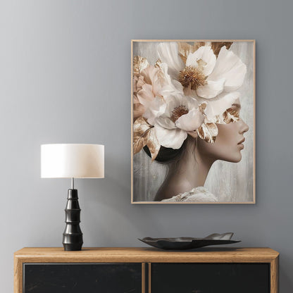 Golden Floral Abstract Flower Woman Fashion Home Decor Premium Quality Poster Print Choose Your Sizes - Bella Home Decor