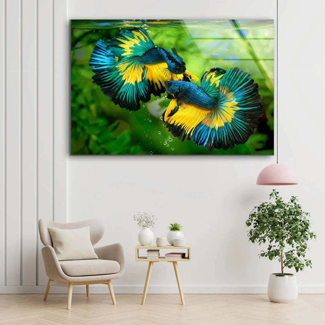 Blue & Yellow Bettas UV Direct Aluminum Print Australian Made Quality