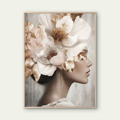 Golden Floral Abstract Flower Woman Fashion Home Decor Premium Quality Poster Print Choose Your Sizes - Bella Home Decor