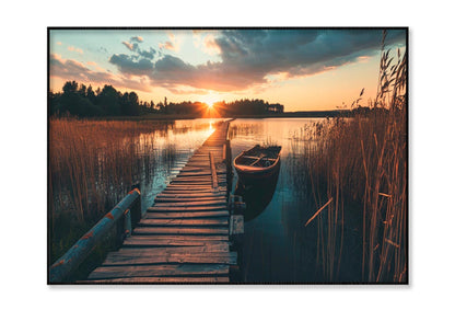 Boat On Lake & Forest View Home Decor Premium Quality Poster Print Choose Your Sizes - Bella Home Decor