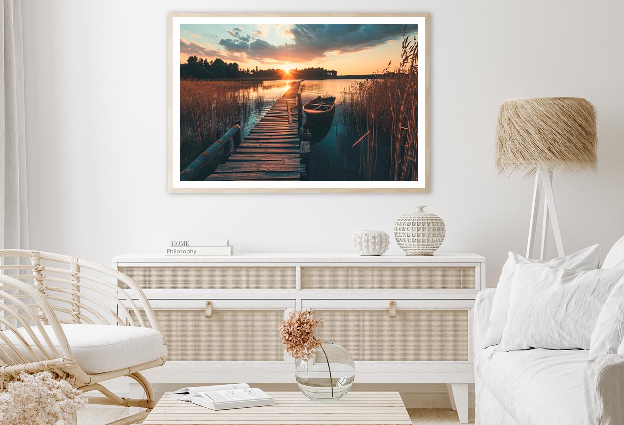 Boat On Lake & Forest View Home Decor Premium Quality Poster Print Choose Your Sizes - Bella Home Decor