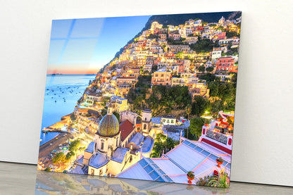 Light Up Amalfi Coast with Sky Acrylic Glass Print Tempered Glass Wall Art 100% Made in Australia Ready to Hang - Bella Home Decor
