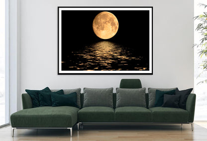 Full Moon Over Cold Night Water Home Decor Premium Quality Poster Print Choose Your Sizes