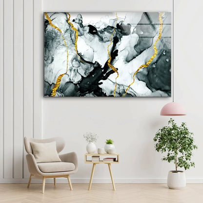 Black Gold Abstract UV Direct Aluminum Print Australian Made Quality