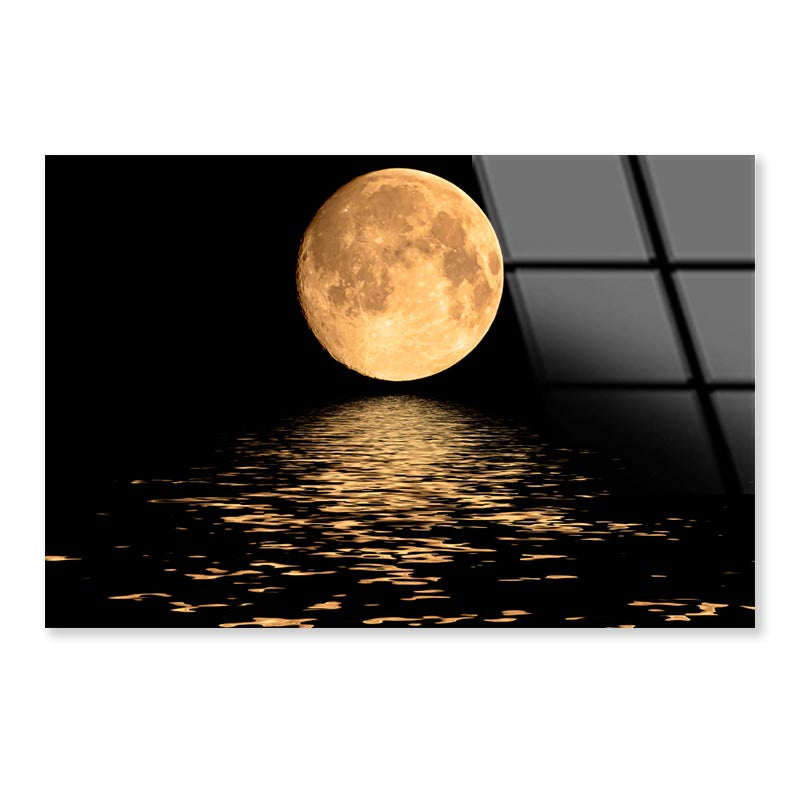 Full Moon Over Cold Night Water Acrylic Glass Print Tempered Glass Wall Art 100% Made in Australia Ready to Hang - Bella Home Decor